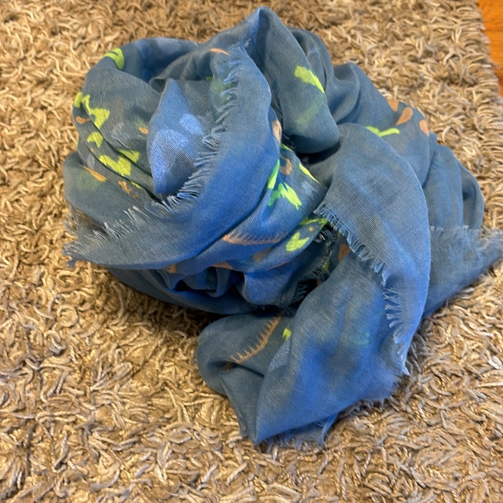 New Lucky Brand Abstract Blue Scarf